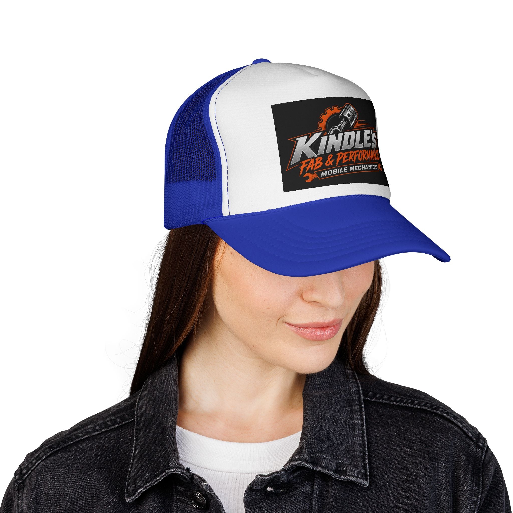 Kindle's Fab & Performance Trucker Cap — Mobile Mechanics Logo Hat