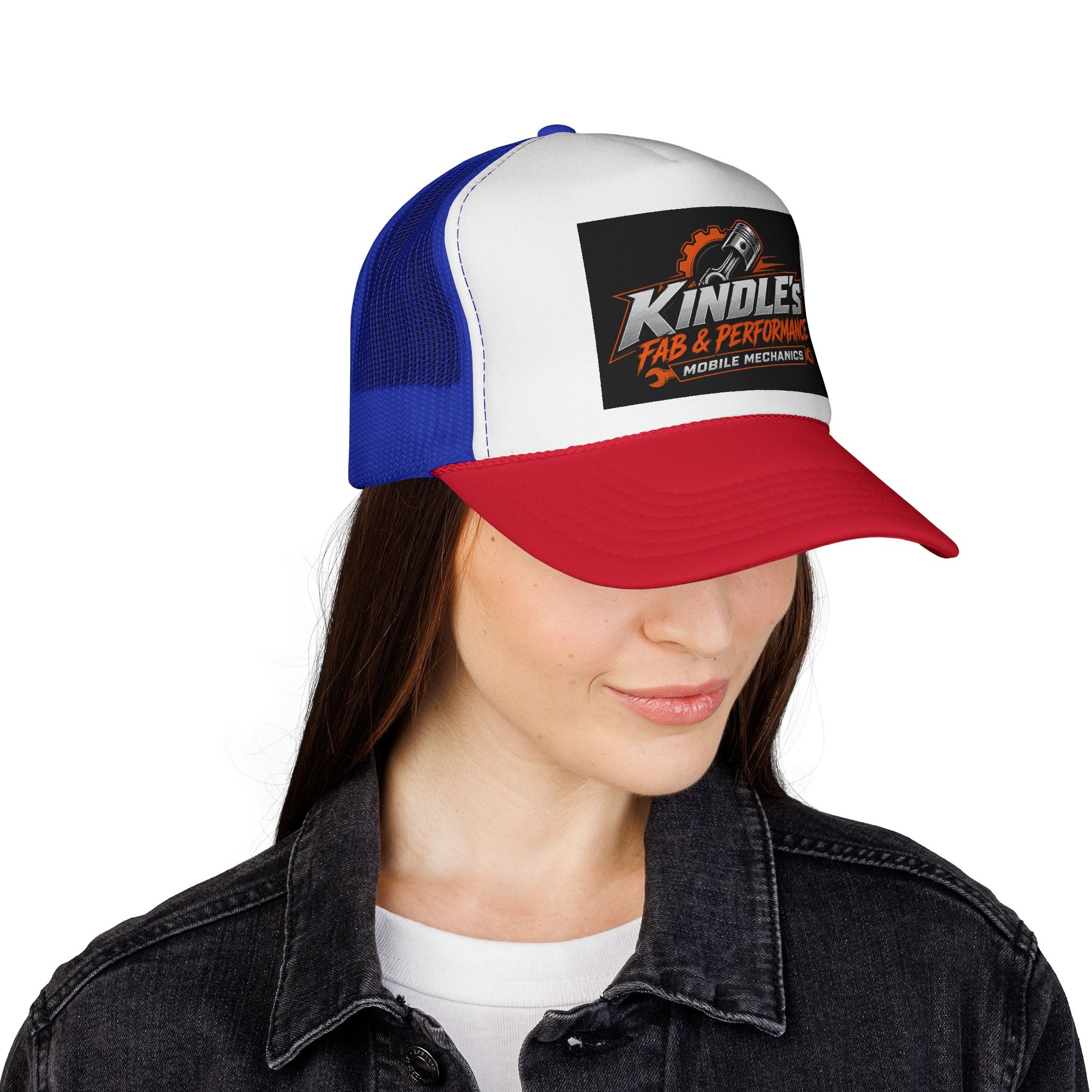 Kindle's Fab & Performance Trucker Cap — Mobile Mechanics Logo Hat